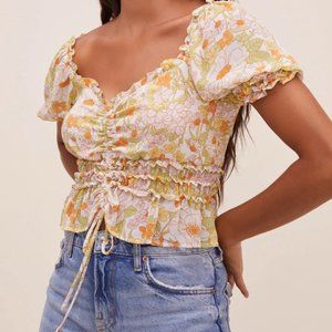 ASTR Jayla Floral Puff Sleeve Top